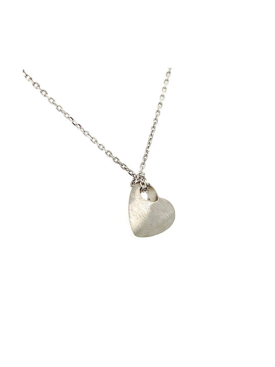 Xryseio Necklace with design Heart from White Gold 18k