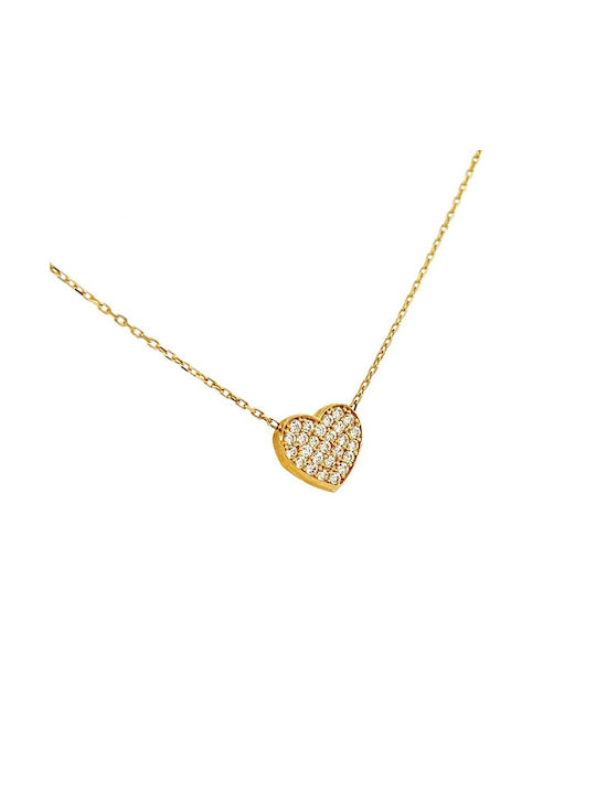 Xryseio Necklace with design Heart from Gold 14K with Zircon