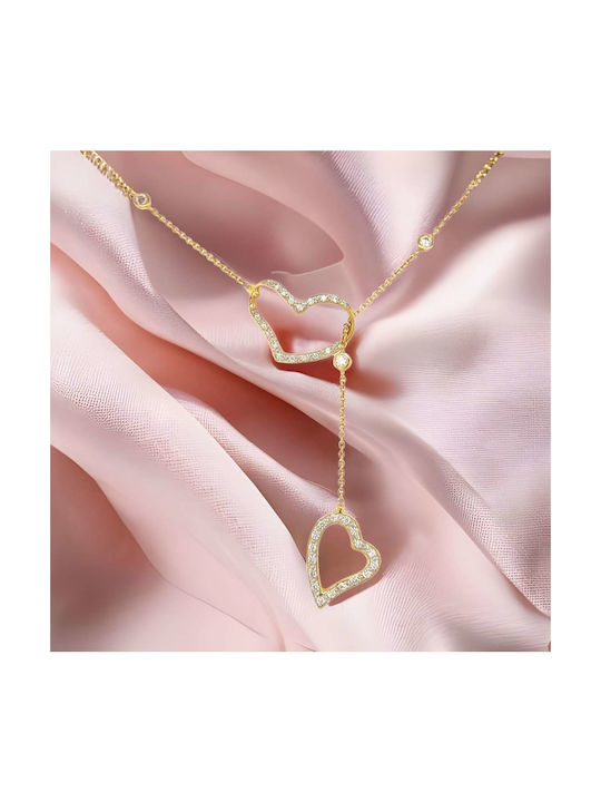 Xryseio Necklace with design Heart from Gold 14K with Zircon