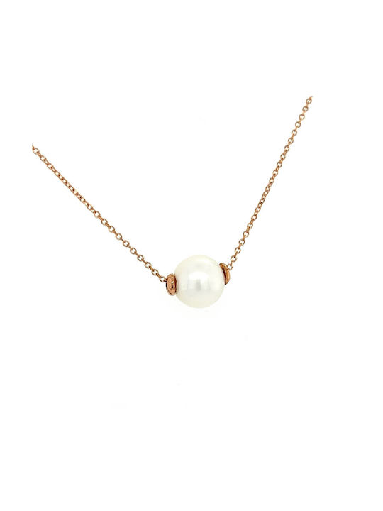 Xryseio Necklace from Rose Gold 9 K with Pearls