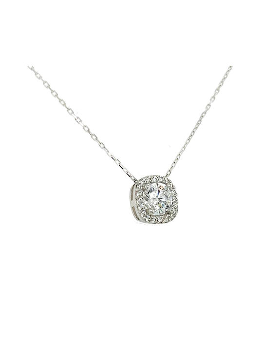 Xryseio Necklace from White Gold 14K with Zircon