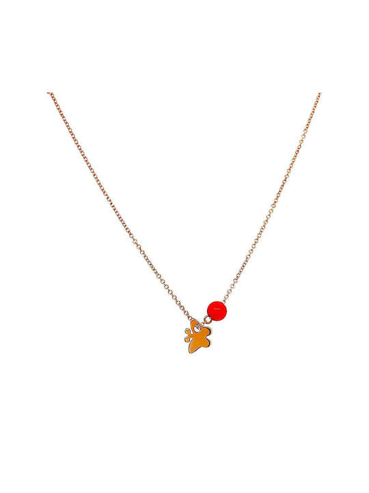 Xryseio Necklace with design Butterfly from Rose Gold 14K