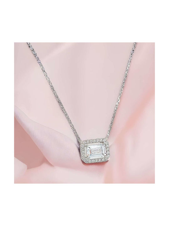 Xryseio Necklace from White Gold 14K with Zircon