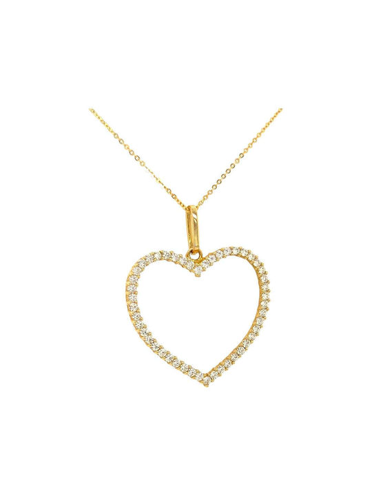 Xryseio Necklace with design Heart from Gold 14K with Zircon