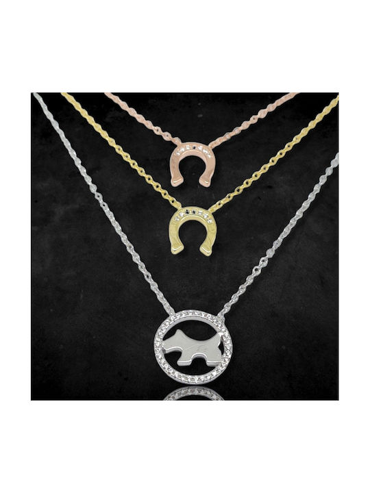 Mentzos Necklace Triple from Gold Plated Silver with Zircon