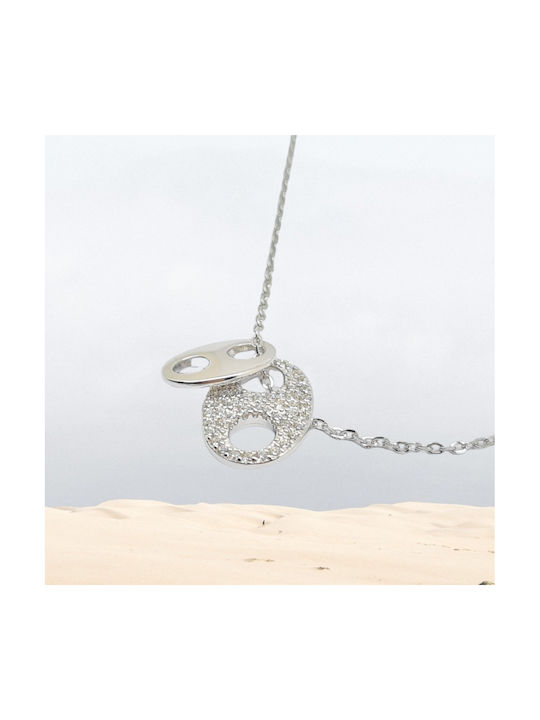 Mentzos Necklace from Silver with Zircon