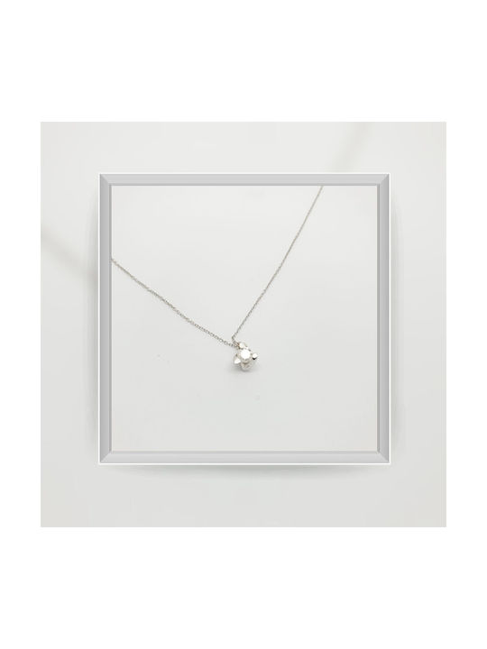 Mentzos Necklace from White Gold 18k with Diamond