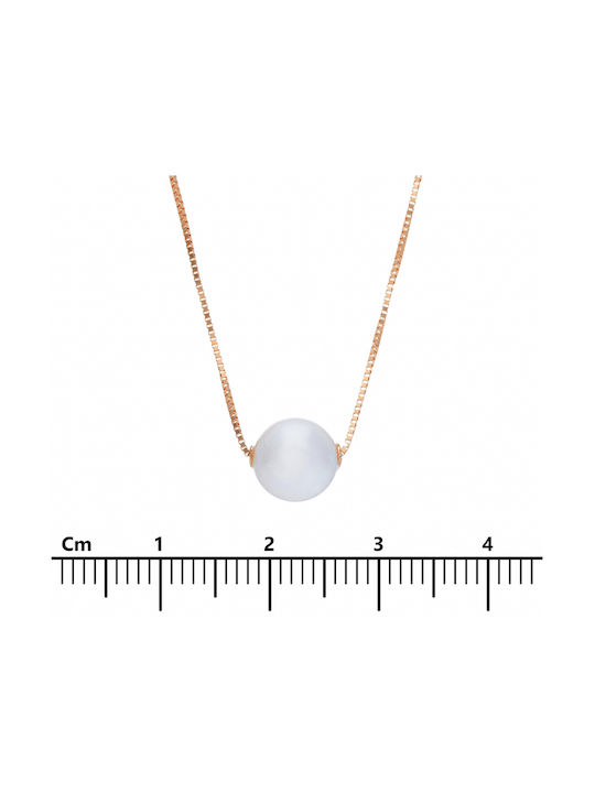 Mentzos Necklace from Rose Gold 14K with Pearls