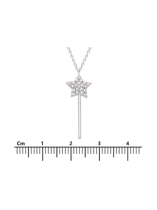 Mentzos Necklace from White Gold 18k with Diamond