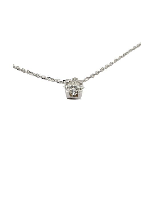 Mentzos Necklace from White Gold 18k with Diamond