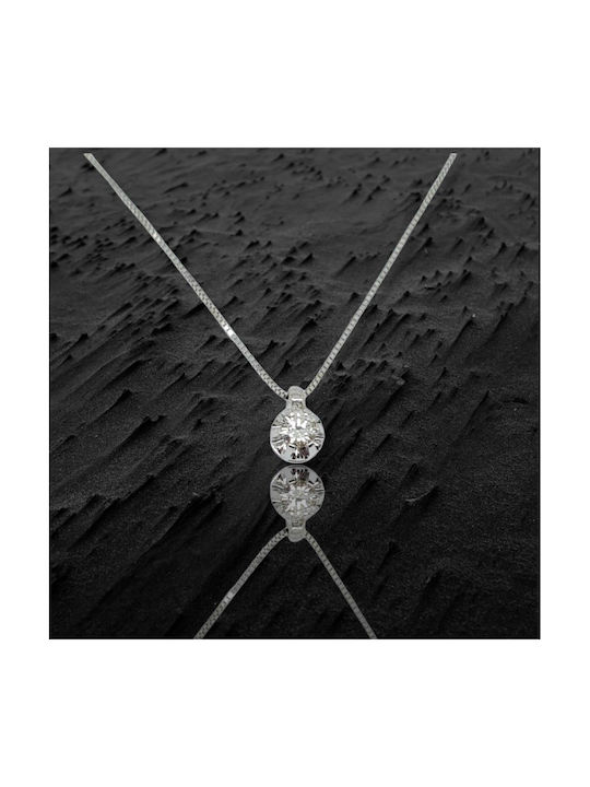 Mentzos Necklace from White Gold 18k with Diamond