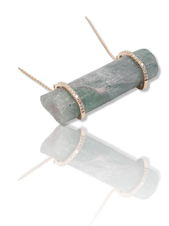 Mentzos Colier Din Aur Roz 18 Carate Cu Diamant Verde