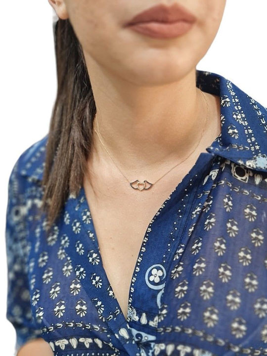 Mentzos Colier Din Aur Roz 18 Carate Cu Diamant Negru