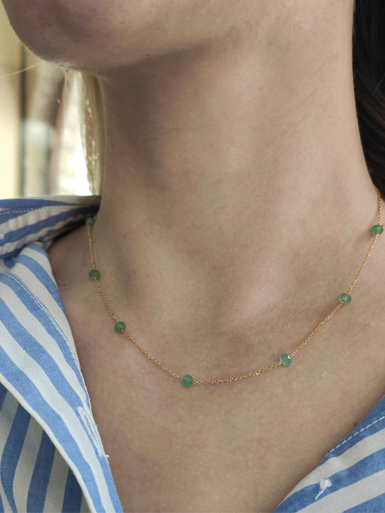 Roloi Kaliamanis Halskette aus Gold 14K Grüne