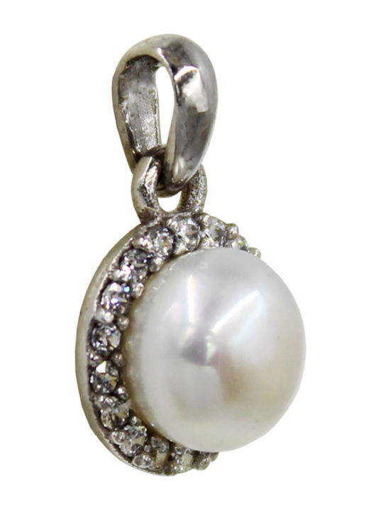 Roloi Kaliamanis Charm aus Weißgold 14K mit Perlen & Zirkon