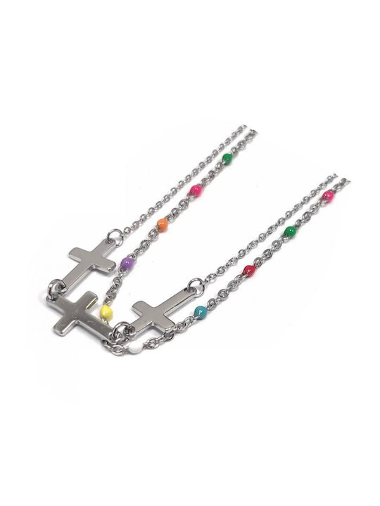 Karma Gifts Bracelet Anklet Chain with Cross design made of Steel