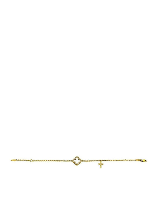 Roloi Kaliamanis Bracelet with Cross design made of Gold 14K with Zircon