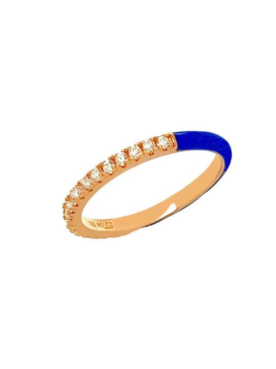 Xryseio Women's Gold Plated Silver Spinner Ring with Zircon & Enamel