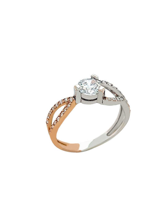 Xryseio Damen Ring mit Zirkonia aus Weißgold 14K