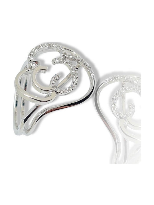 Mentzos Ring with Diamond made of White gold 18K