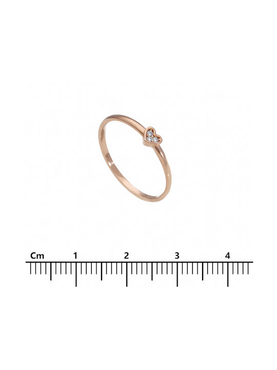 Mentzos Women's Ring with Zircon from Rose Gold 14K