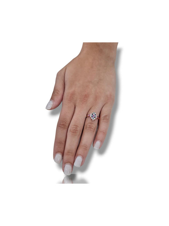 Mentzos Damen Ring mit Zirkonia aus Silber Vergoldeter