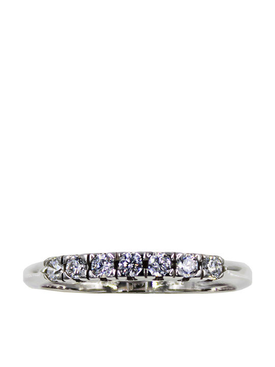 Roloi Kaliamanis Damen Ring Vollring mit Zirkonia aus Weißgold 14K
