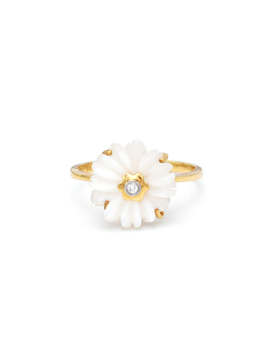 Margaritari Women's Ring with Pearls & Diamond from Gold 18K