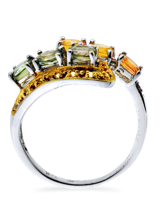 Margaritari Дамски Пръстен с Камъни от Бяло злато 18K