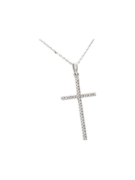 Xryseio Women's White Gold Cross 14K with Chain