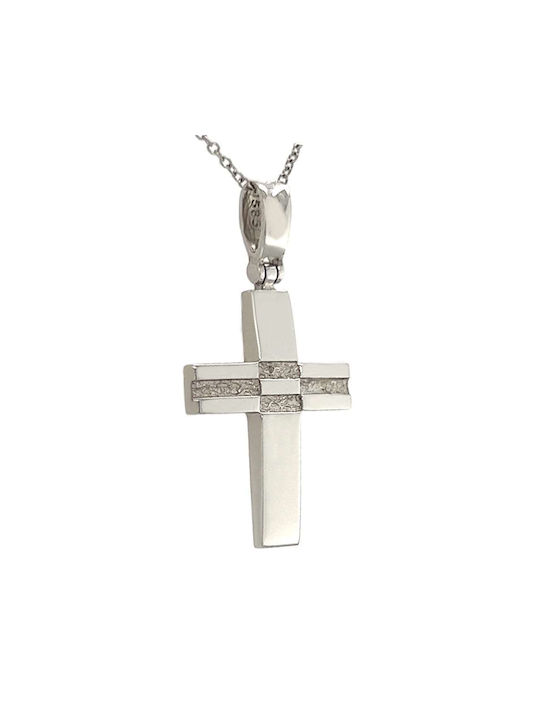 Xryseio Men's White Gold Cross 14K