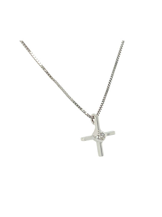 Xryseio Women's White Gold Cross 18K with Chain