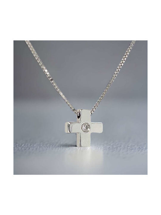 Xryseio Women's White Gold Cross 18K with Chain