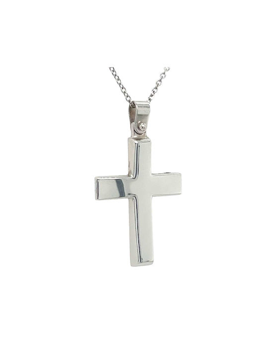 Xryseio Men's White Gold Cross 14K