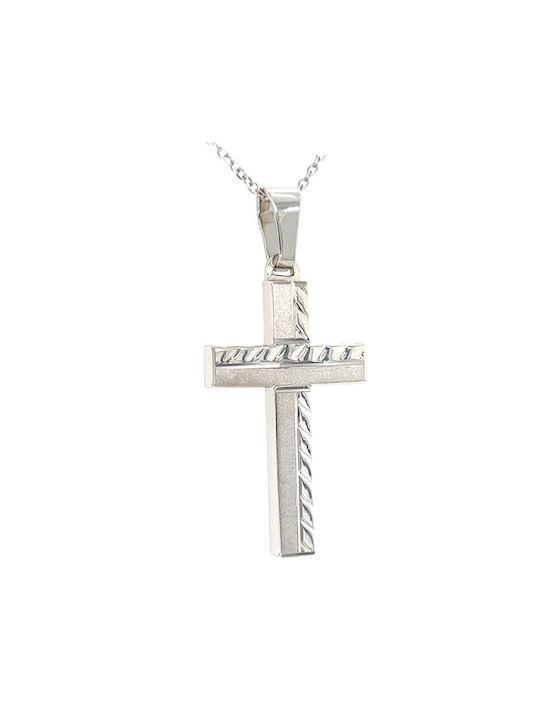 Xryseio Men's White Gold Cross 14K