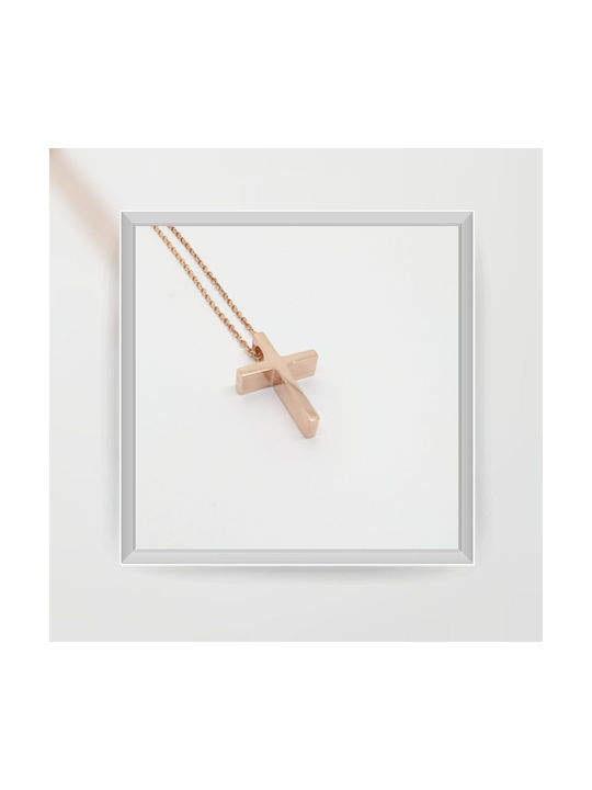 Mentzos Roségold Kreuz 14K mit Kette