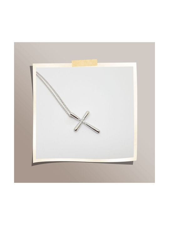 Mentzos White Gold Cross 18K with Chain