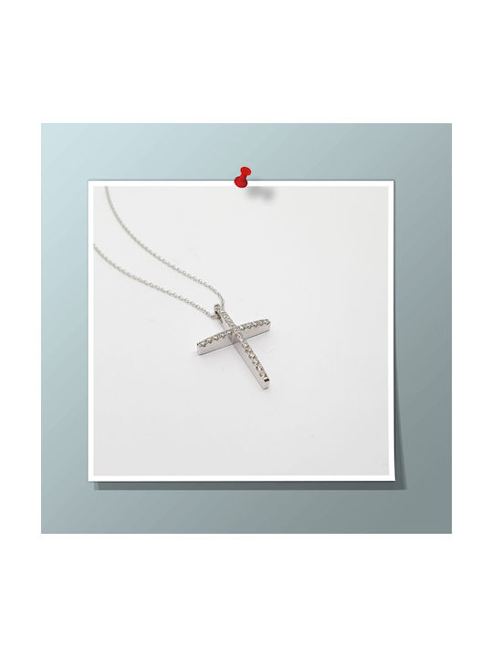 Mentzos White Gold Cross 14K with Chain