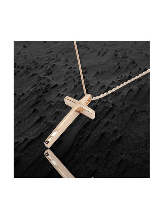 Mentzos Roségold Kreuz 14K mit Kette