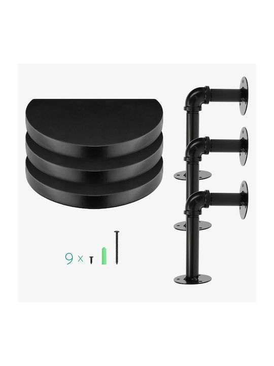 Shelves Wall Black 3pcs 20x15x17cm