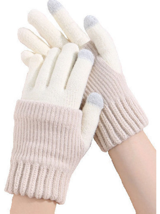 Weiß Gestrickt Handschuhe Berührung