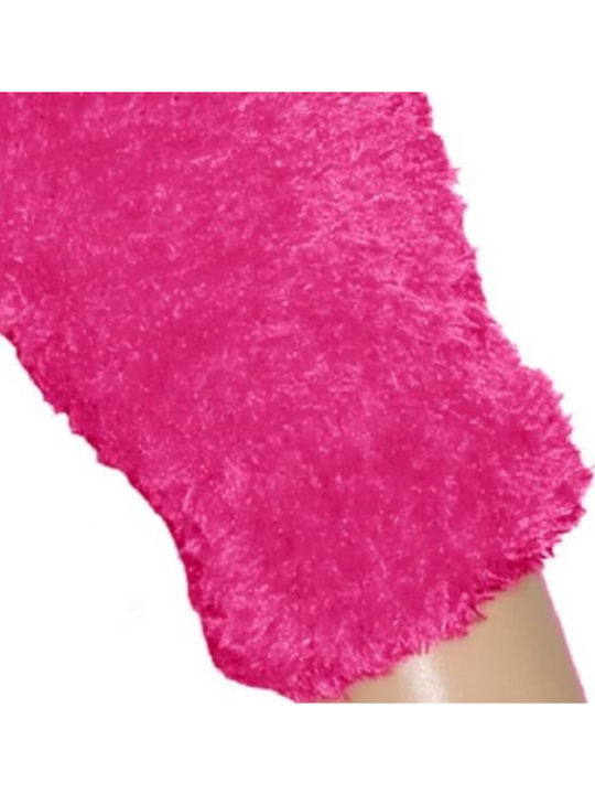 Unisex Knitted Gloves with Fur Fuchsia