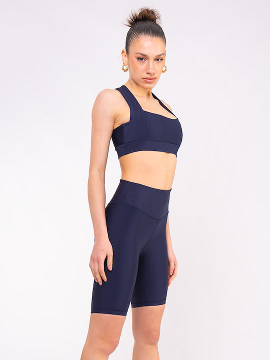 Training Women's Bike Leggings Firming High Waist Push Up Navy Blue