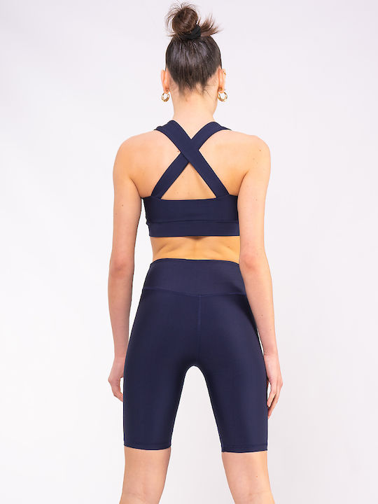 Training Women's Bike Leggings Firming High Waist Push Up Navy Blue
