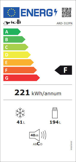 Arielli Ψυγείο Δίπορτο 235lt Υ159xΠ55xΒ55εκ. Inox ARD-312FNS