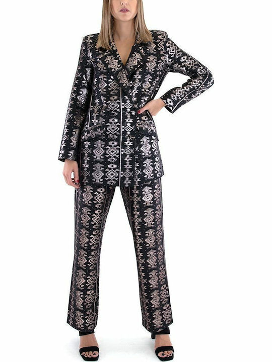 Lace Μακρύ Γυναικείο Σακάκι Καφέ