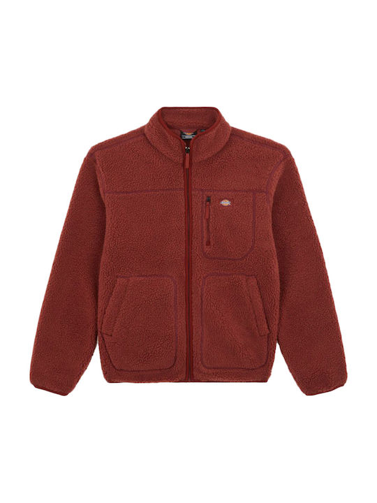 Men's Fleece Cardigan with Zipper Red