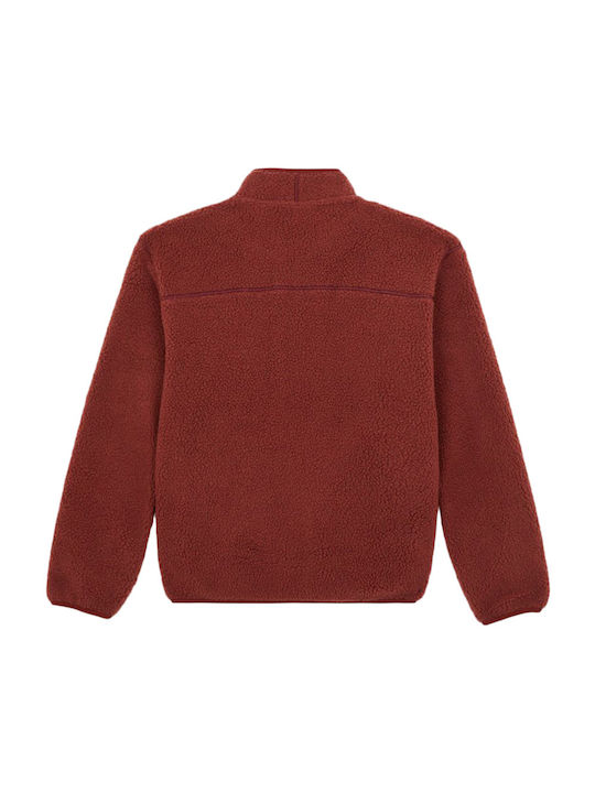Men's Fleece Cardigan with Zipper Red