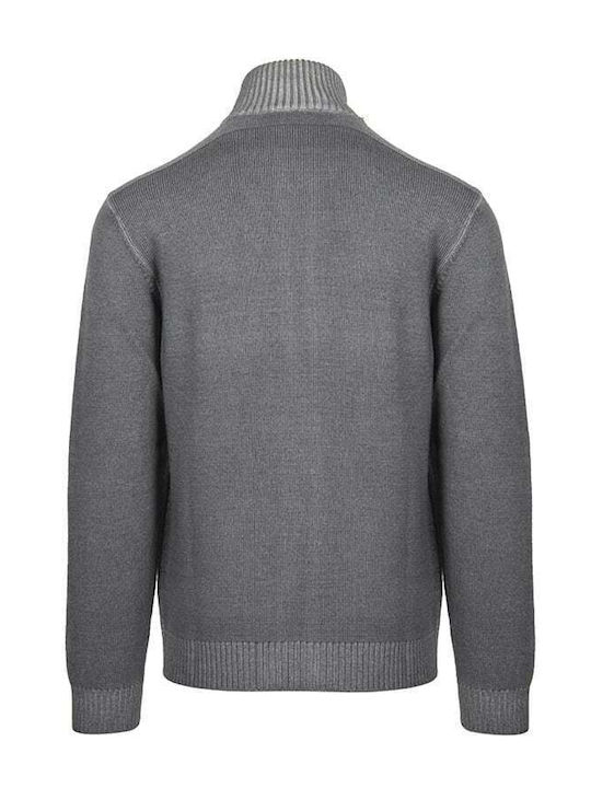 Crossley Men's Knitted Cardigan with Zipper Gray