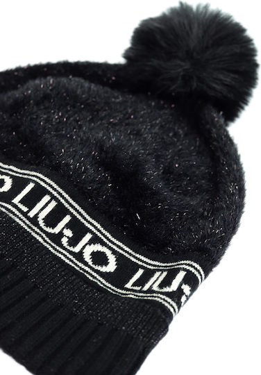 Pom Pom Beanie Frauen Beanie Gestrickt in Schwarz Farbe